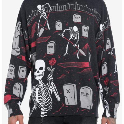 Social Collision® Skeletons Digging Graves Sweater