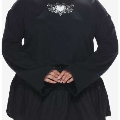 Social Collision Black Heart Girls Crop Hoodie Plus Size