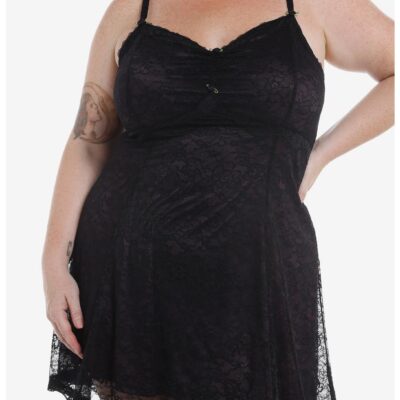 Cosmic Aura Purple & Black Lace Rosette Mini Dress Plus Size