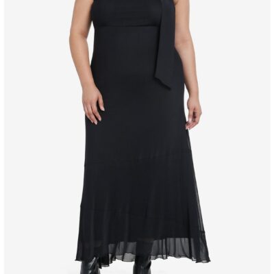 Cosmic Aura Black Neck Tie Strapless Maxi Dress Plus Size