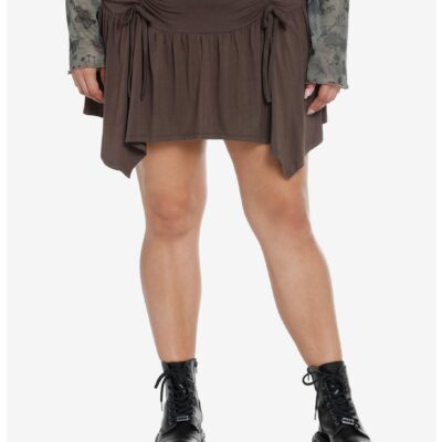 Thorn & Fable Grey Ruched Front Mini Skirt Plus Size