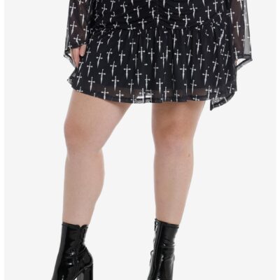 Social Collision Daggers Mesh Mini Skirt Plus Size