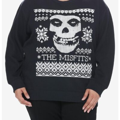 Misfits Fair Isle Fiend Skull Girls Sweatshirt Plus Size