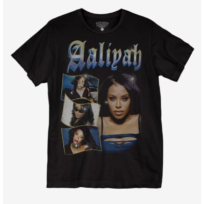 Aaliyah Glitter Collage Boyfriend Fit Girls T-Shirt