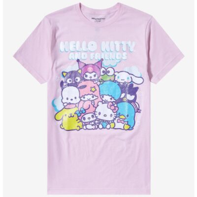 Hello Kitty And Friends Iridescent Glitter Pastel Boyfriend Fit Girls T-Shirt