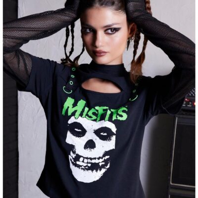 Misfits X Social Collision Green Hell Grommets & Mesh Girls Twofer Top Hot Topic Exclusive