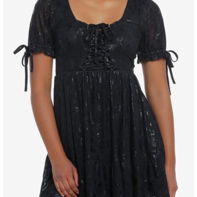 Cosmic Aura Skeleton Butterfly Lace-Up Dress