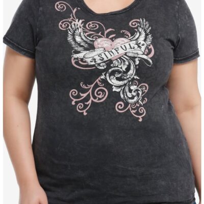 Social Collision Sinful Winged Heart Girls T-Shirt Plus Size