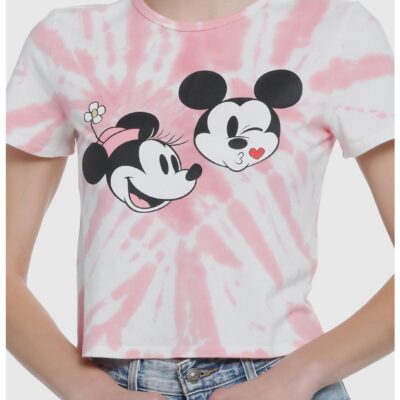 Her Universe Disney Mickey Mouse & Minnie Mouse Kiss Tie-Dye Crop Girls T-Shirt