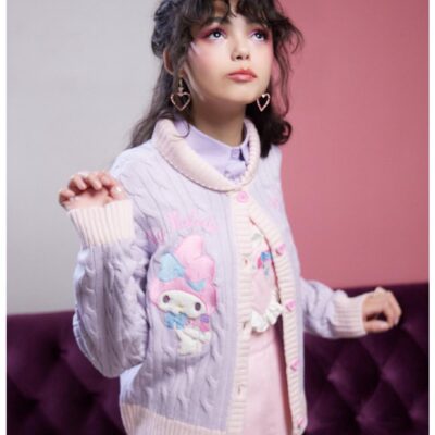 My Melody & My Sweet Piano Cable Knit Girls Cardigan