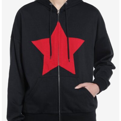 Social Collision Red Star Girls Hoodie