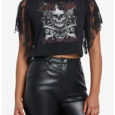 Social Collision Chaos Skull Girls Mesh Short-Sleeve Top