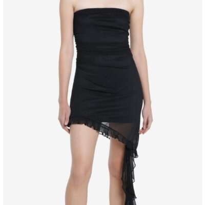 Cosmic Aura Y2K Neck Tie Asymmetrical Ruffle Mini Dress