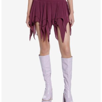 Thorn & Fable Dark Purple Hanky Hem Mini Skirt