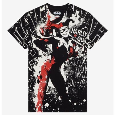 DC Comics Batman Harley Quinn Splatter Boyfriend Fit Girls T-Shirt