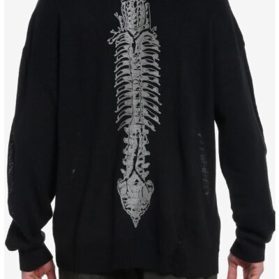 Black Spine Destructed Sweater