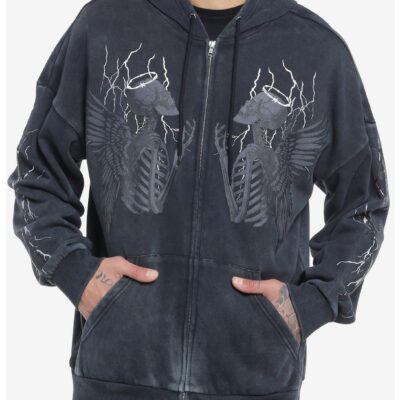 Social Collision® Praying Skeleton Angels Hoodie