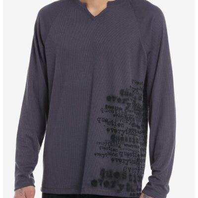 Social Collision® Question Everything Henley Long-Sleeve Top