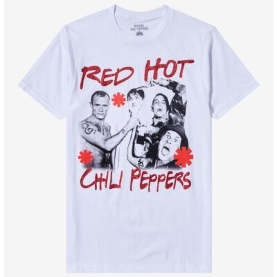 Red Hot Chili Peppers Glitter Group Shot Boyfriend Fit Girls T-Shirt