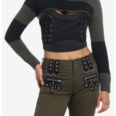 Black & Green Bolero Girls Crop Shrug