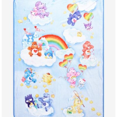 Care Bears X Hello Kitty And Friends Rainbow Throw Blanket