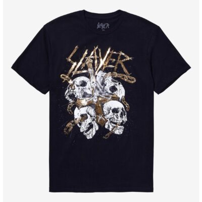 Slayer Gold Cross & Skulls Boyfriend Fit Girls T-Shirt