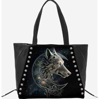 Spiral Celtic Wolf Tote Bag