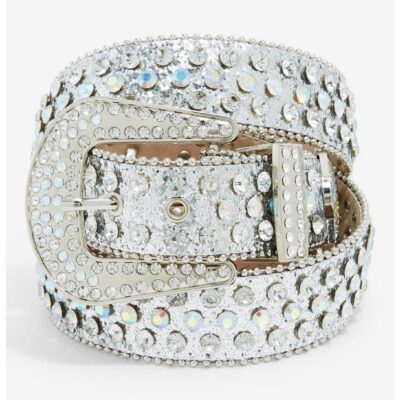 Silver Rhinestone Western Belt