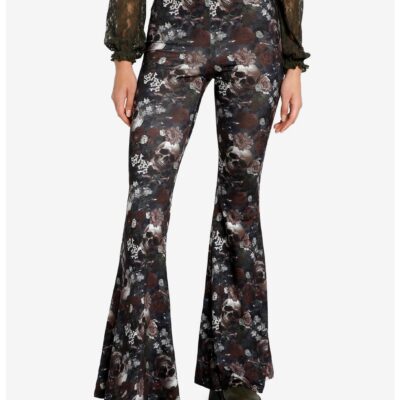 Skulls & Flowers Girls Bell Bottom Pants