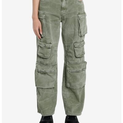 Social Collision Army Green Wash Cargo Pants