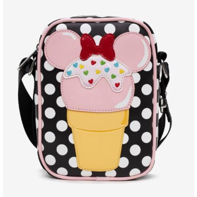 Disney Minnie Mouse Polka Dot Ice Cream Cone Crossbody Bag