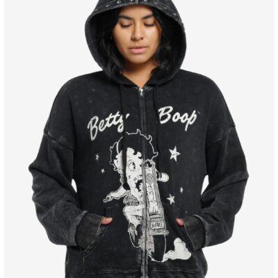 Betty Boop Biker Dark Wash Girls Hoodie