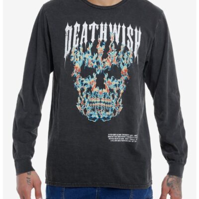 Social Collision® Death Wish Skull Flames Long-Sleeve T-Shirt