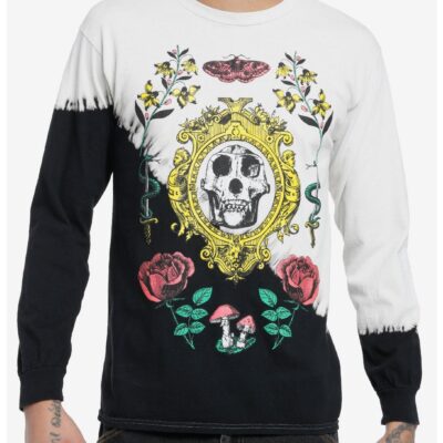 Social Collision® Animal Skull & Roses Split-Dye Long-Sleeve T-Shirt