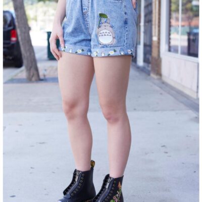 Her Universe Studio Ghibli My Neighbor Totoro Spring Elastic High-Waisted Denim Shorts