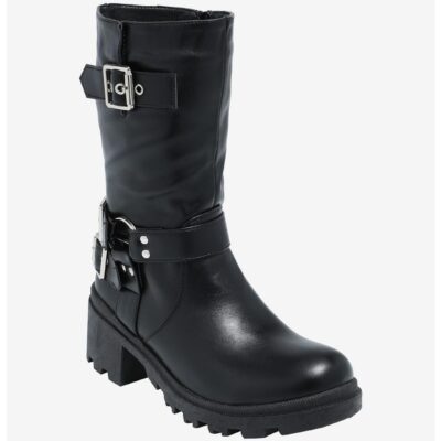 Yoki Black Buckle Boots