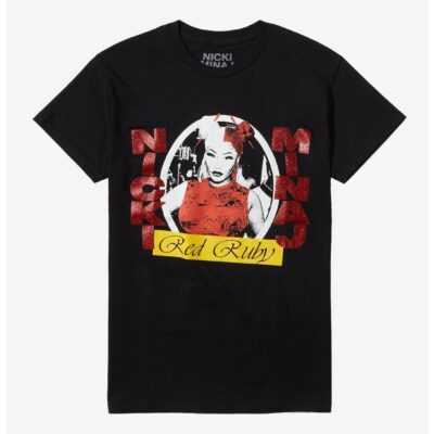 Nicki Minaj Red Ruby Da Sleeze Glitter Boyfriend Fit Girls T-Shirt