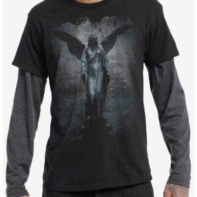 Cosmic Aura Angel Statue Oversized Long-Sleeve Twofer