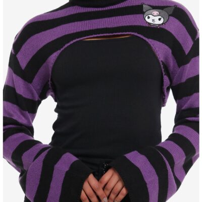 Kuromi Black & Purple Stripe Bolero Girls Crop Shrug