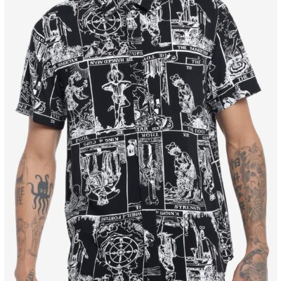 Tarot Card Woven Button-Up