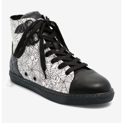 Strange Cvlt Black & White Krypt Web Hi-Top Sneaker