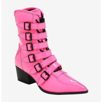 Strange Cvlt Hot Pink Patent Coven Boots