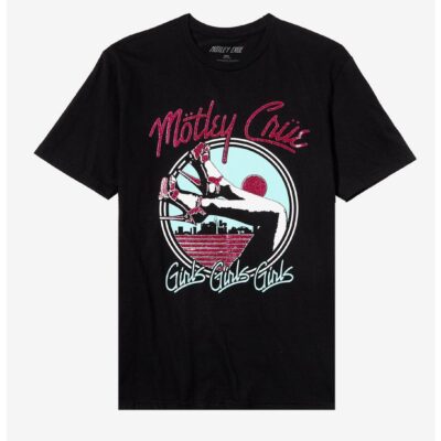 Motley Crue Girls Girls Girls Glitter Logo Boyfriend Fit Girls T-Shirt