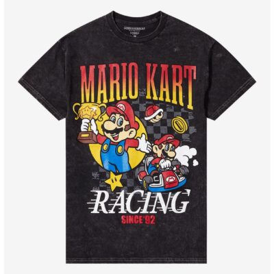 Mario Kart Racing Mineral Wash Boyfriend Fit Girls T-Shirt