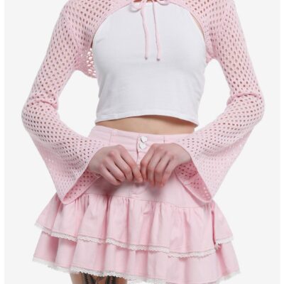 Sweet Society Pink Knit Bolero Girls Crop Shrug