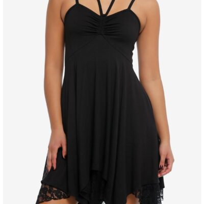 Black Tiered Ruched Halter Dress