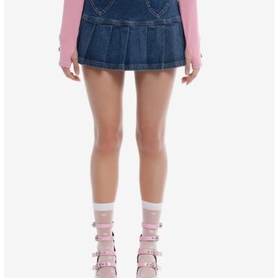 Sweet Society™ Heart Patch Pleated Denim Skirt