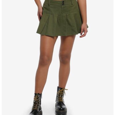 Green Cargo Pleated Skirt