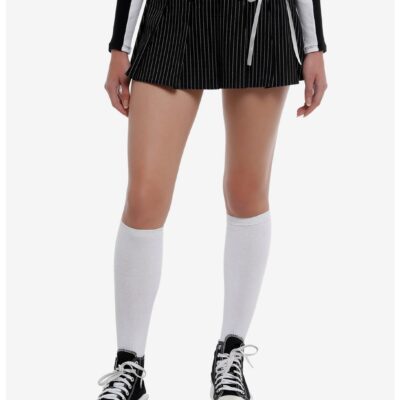 Sweet Society® Black & White Pleated Pinstripe Ribbon Skirt