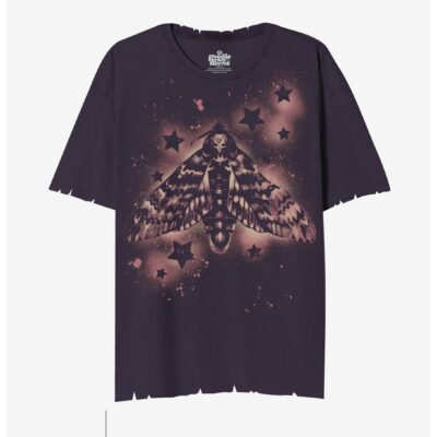 Death’s-Head Moth & Stars Destructed Boyfriend Fit Girls T-Shirt